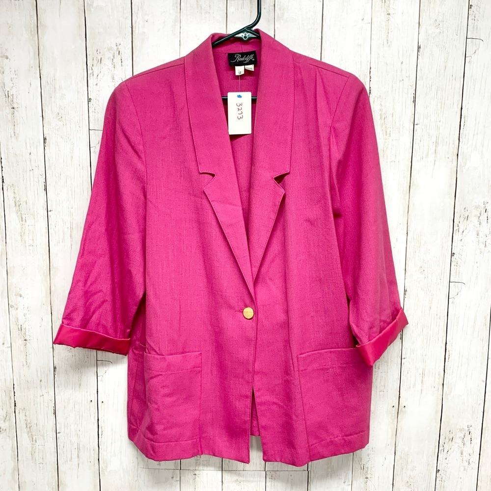 Radcliffe Vintage Blazer Women Size 12 Pink Single Button Career Jacket Made USA
